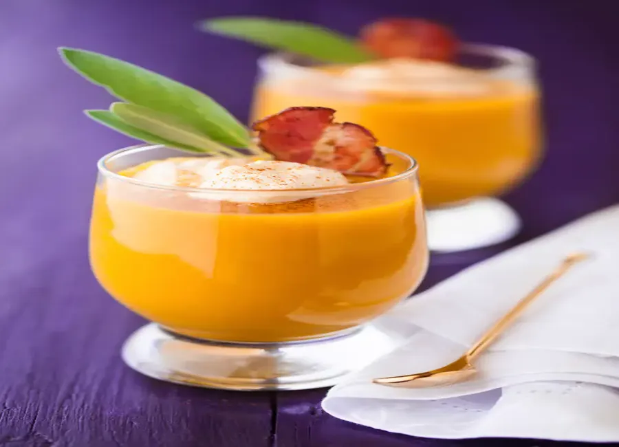 Velouté de courge butternut au jambon