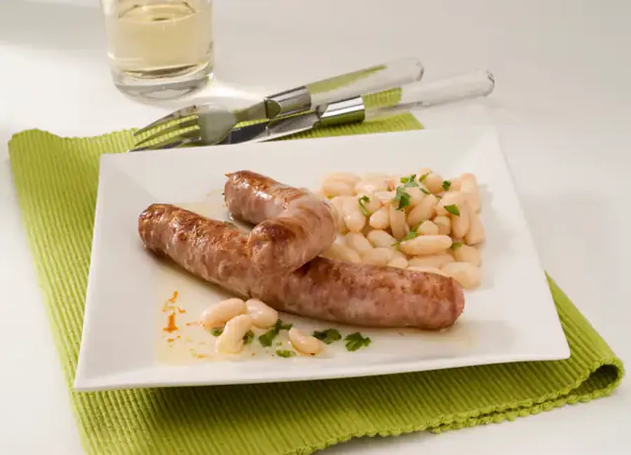 Saucisse de toulouse aux haricots blancs fondants