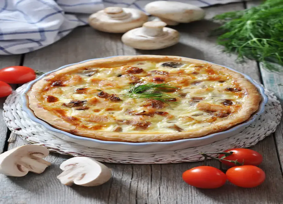 Quiche aux champignons et jambon cru