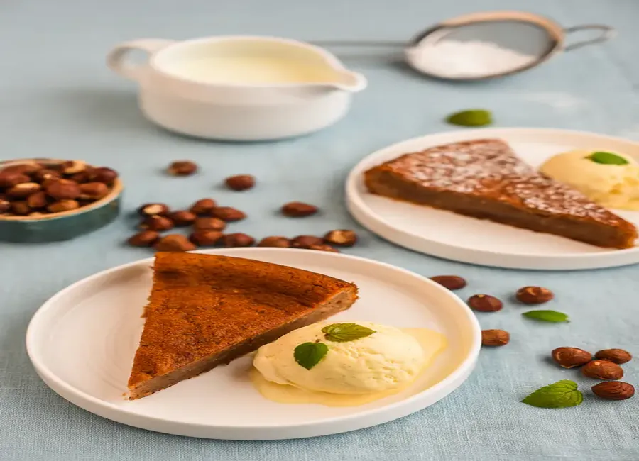 Gâteau de farine de chataigne, noisettes et chocolat