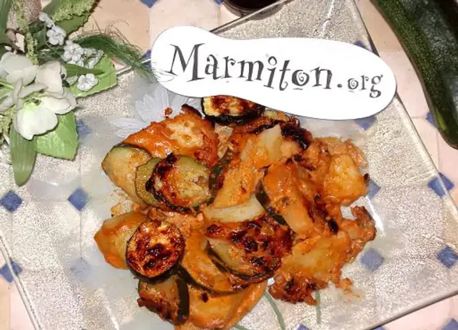 Gratin courgettes et pommes de terre à la mozzarella