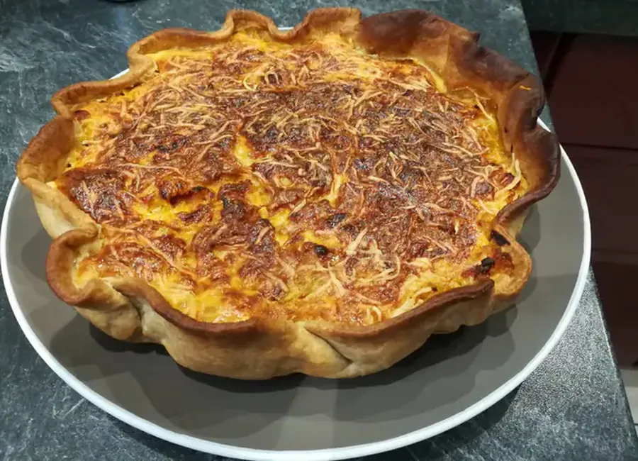 Tarte au potiron, oignon, lardons