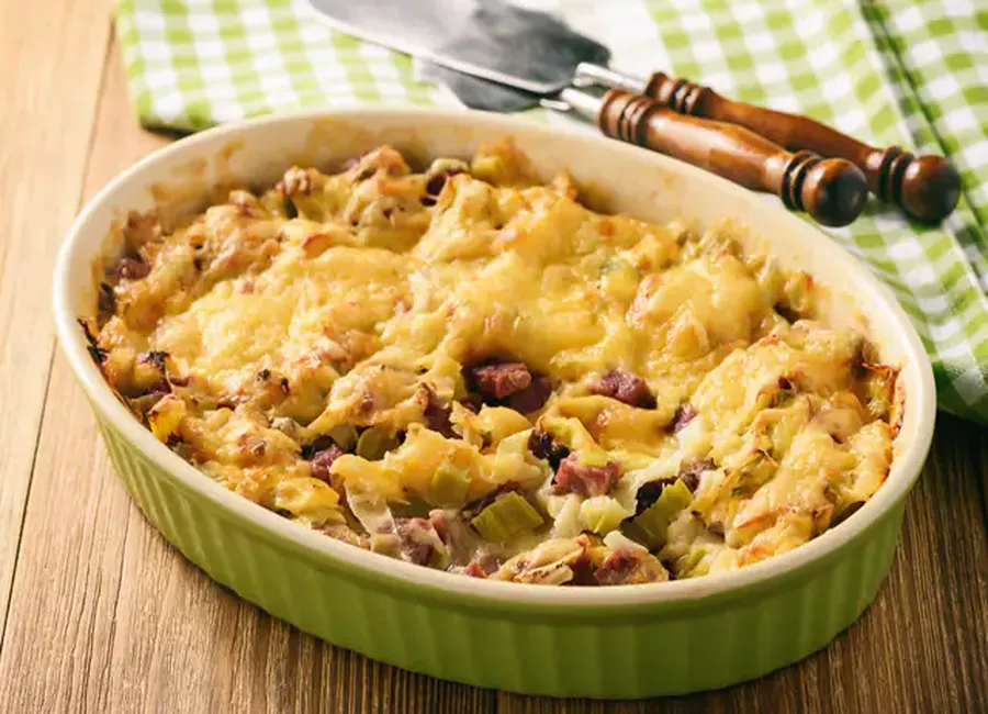 Gratin aux lardons et aux légumes
