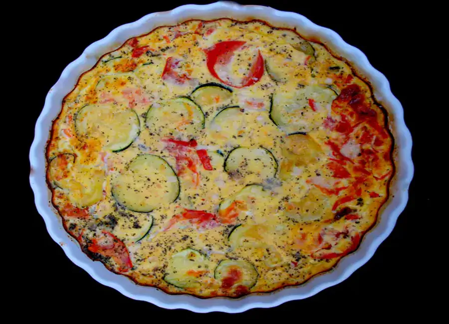Flan de tomates, courgettes et thon
