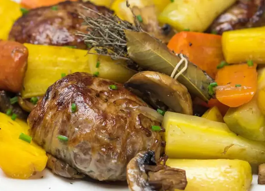 Crépinettes de porc rôties aux carottes