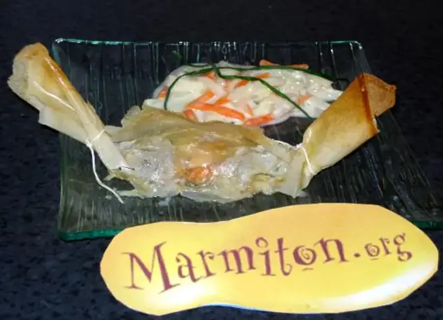 Bonbon de st jacques au foie gras sauce julienne