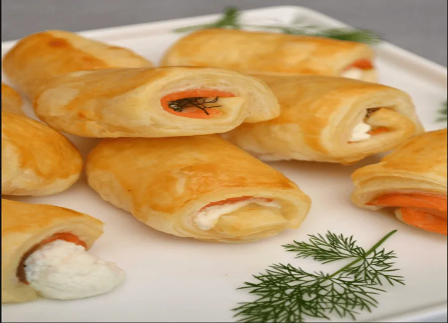 Feuilletés saumon fromage frais et aneth