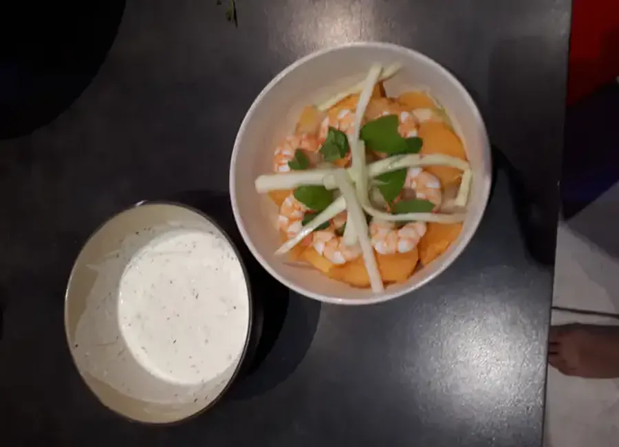 Salade melon concombre crevette