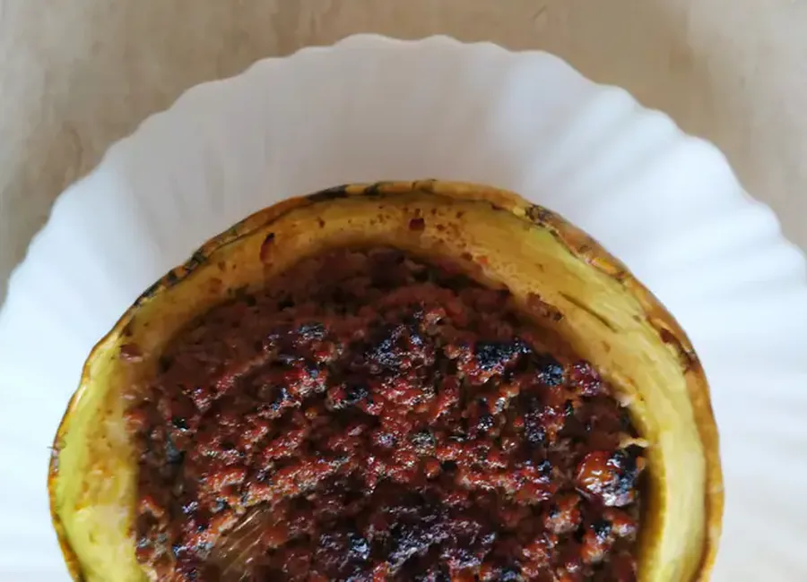 Courgettes rondes farcies au boeuf et aux champignons