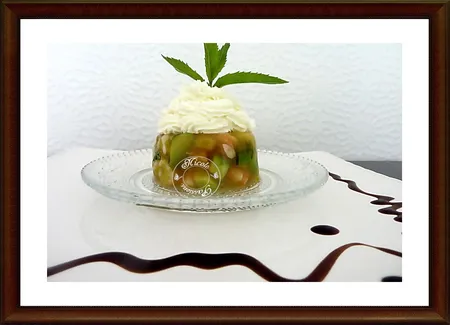 Aspic avocat, mangue, crevettes à l'orange