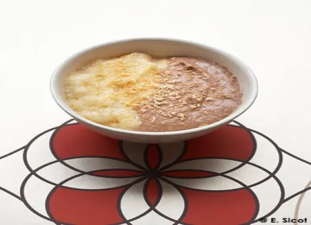 Banane écrasée, crème chocolat