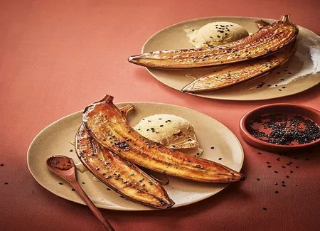 Bananes caramélisées, glace vanille