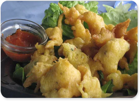 Beignets de crevettes marinées
