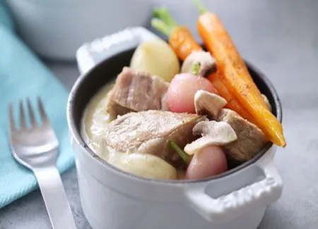 Blanquette de veau en noir et blanc