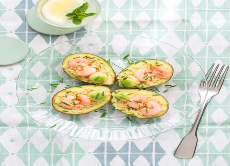 Blé en salade avocats-crevettes