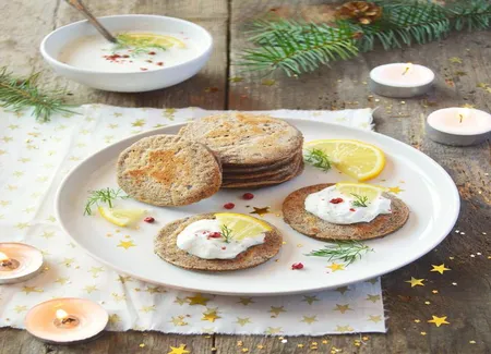 Blinis de sarrasin vegan et cheese cream