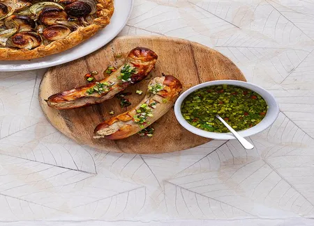 Boudins blancs grillés, sauce chien