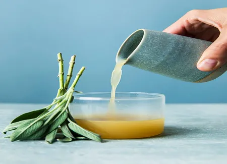 Bouillon corsé au grana padano igp, au citron et à la sauge