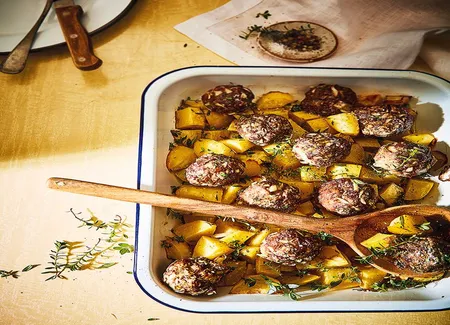 Boulettes de boeuf, pommes de terre au thym