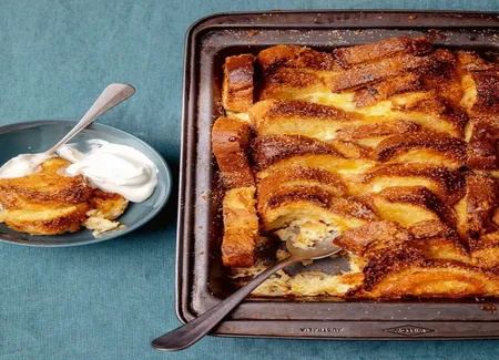 Bread and butter pudding au miel