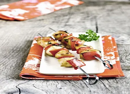 Brochettes de poulet au gingembre, coriandre et citronnell