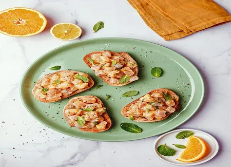 Bruschetta espadon, menthe