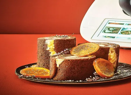 Bûche cacao, agrumes et chocolat blanc