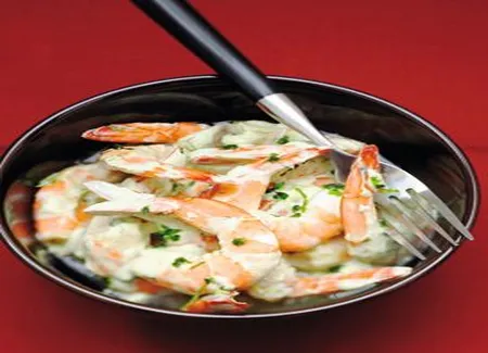 Crevettes sauce aux herbes fraiches