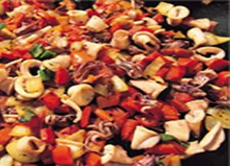 Calamars aux légumes bbq