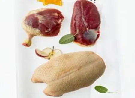 Canard frit, sauce aux mûres