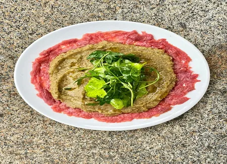 Carpaccio d'agneau et caviar d'aubergine