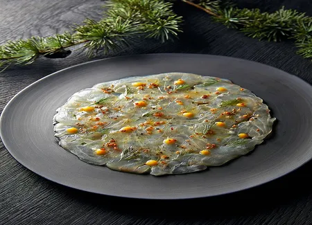 Carpaccio de dorade à la clémentine et au sarrasin