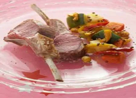 Carré d'agneau, légumes à la coriandre
