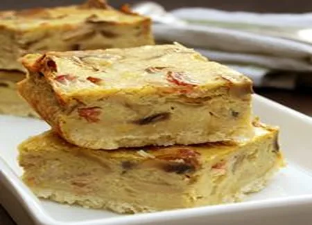 Carrés au bacon, au cheddar et aux champignons