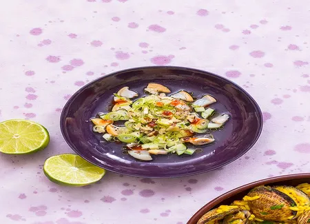 Ceviche d'amandes de mer, concombre