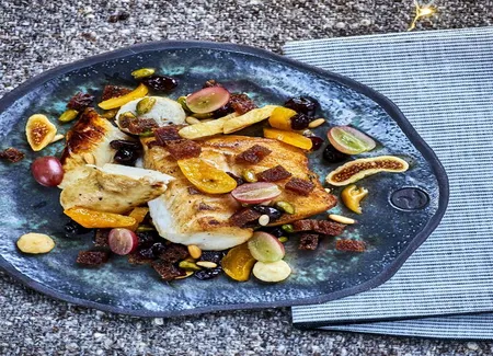 Chapon de mer au boudin blanc et mendiant
