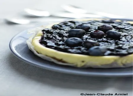 Cheese cake vanille, coulis de myrtilles