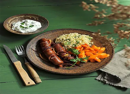 Chorizo, carottes glacées et boulgour