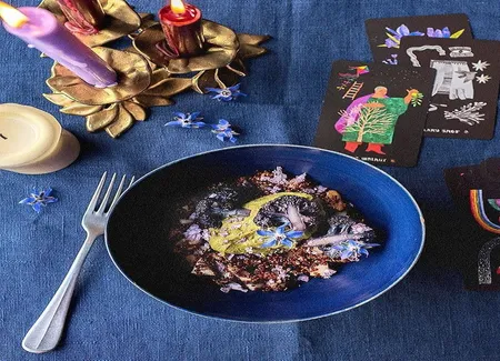 Chou-fleur rôti, crème de pois cassés et quinoa à la poire