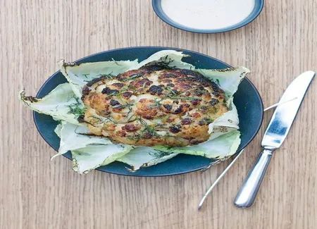Chou-fleur rôti, sauce tahini citron