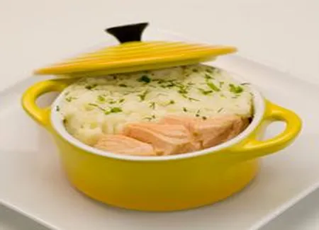 Cocotte de saumon et purée