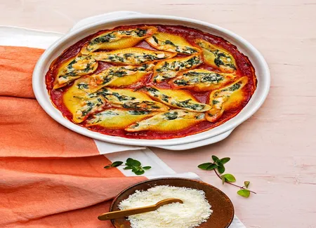 Conchiglioni à la truite, épinards, ricotta au parmesan