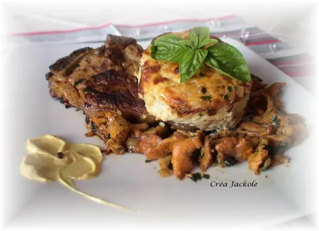 Côte de veau forestière et flan de topinambours