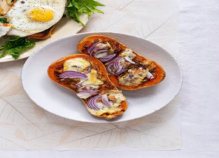 Courge butternut farcie au saint-nectaire et au boulghour