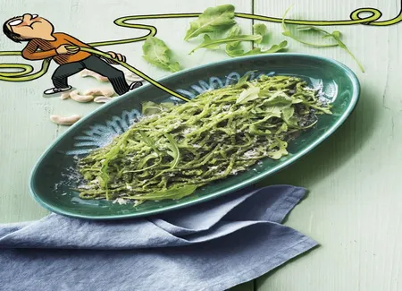 Courge spaghetti, pesto de roquette