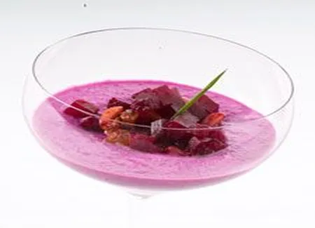 Crème de betterave et confit