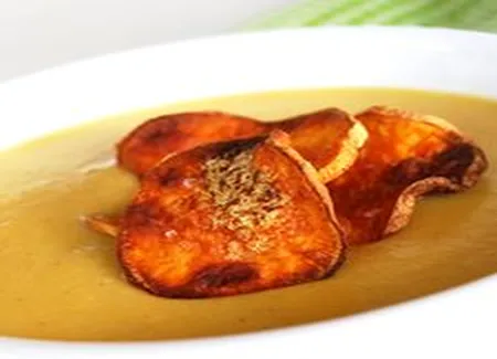 Crème de patates douces et de poireaux