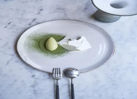 Crème de sauge, pomme rôtie