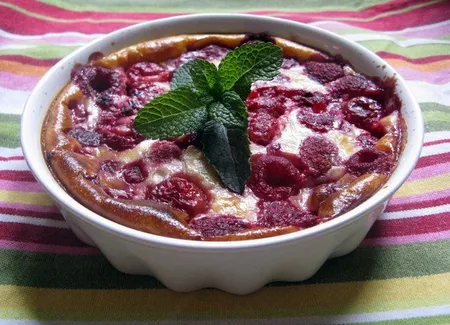Crème gratinée aux framboises