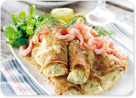 Crêpes farcies au crabe et autres fruits de mer
